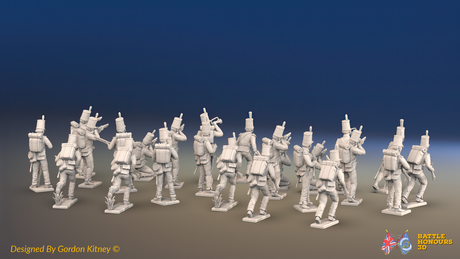 Napoleonic Portuguese 1st Caçadores Battalion Skirmishing - With Backpacks - 24 figures, rear view