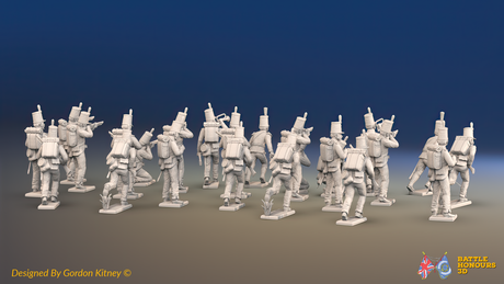 Napoleonic Portuguese 3rd Caçadores Battalion Skirmishing - With Backpacks - 24 figures, rear view