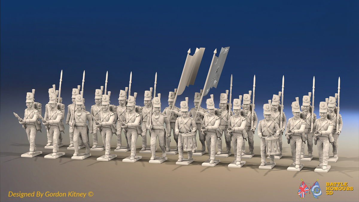 Napoleonic Portuguese Line Infantry Battalion Advancing - Belgic Shako - 24 figures, front view