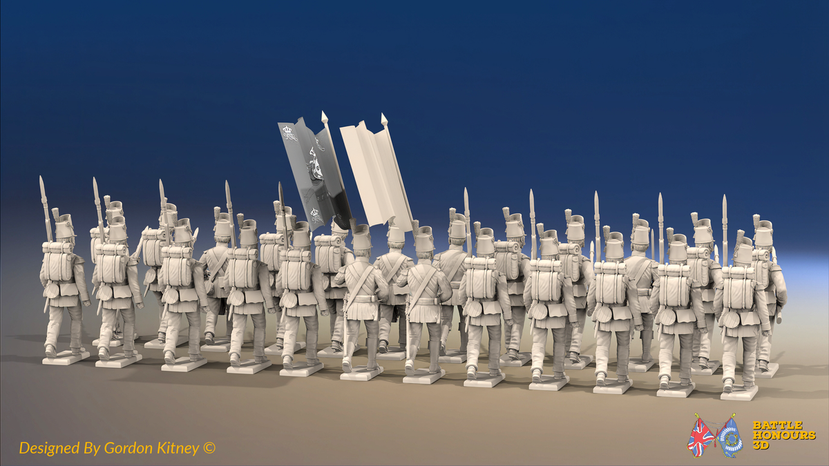 Napoleonic Portuguese Line Infantry Battalion Advancing - Belgic Shako - 24 figures, rear view