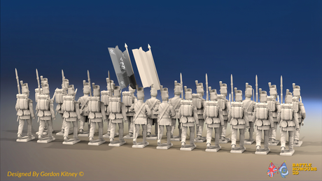 Napoleonic Portuguese Line Infantry Battalion Advancing - Belgic Shako - 24 figures, rear view
