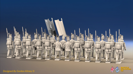 Napoleonic Portuguese Line Infantry Battalion March Attack - Belgic Shako - 24 figures, rear view