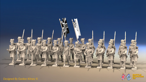 Napoleonic Scottish Highland Battalion Advancing - Kilts - 24 figures, front view