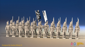Napoleonic Scottish 71st Highland Light Infantry Battalion March Attack - Belgic Shako - 24 figures, front view