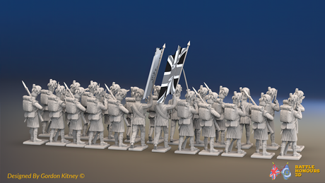 Napoleonic Scottish Highland Battalion Firing Line - Kilts - 24 figures, rear view