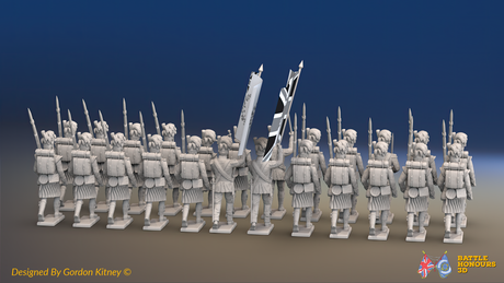 Napoleonic Scottish Highland Battalion March Attack - Kilts - 24 figures, rear view