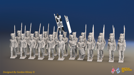 Napoleonic Scottish Highland Battalion March Attack - Trousers - 24 figures, front view