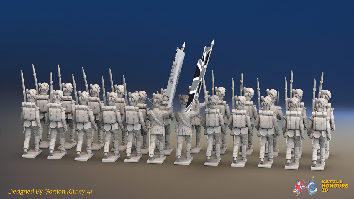 Napoleonic Scottish Highland Battalion March Attack - Trousers - 24 figures, rear view