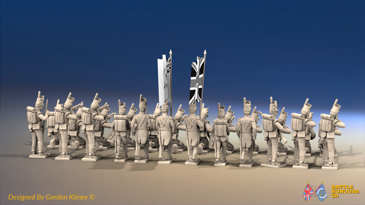 Napoleonic British Light Infantry Battalion Firing Line - Belgic Shako - 24 figures, rear view