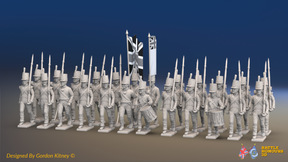 Napoleonic British Line Infantry Battalion March Attack - Stovepipe Shako - 24 figures, front view