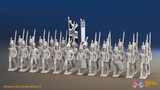 Napoleonic British Line Infantry Battalion March Attack - Shako - 24 figures, front view