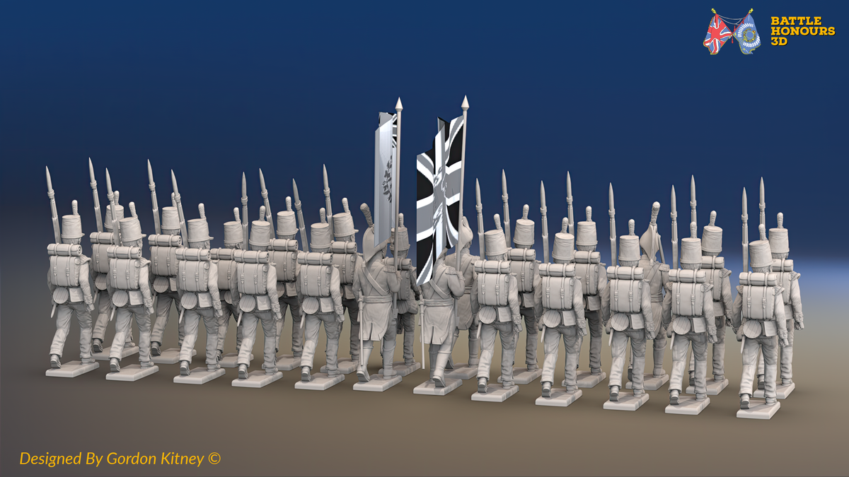 Napoleonic British Line Infantry Battalion March Attack - Shako - 24 figures, rear view