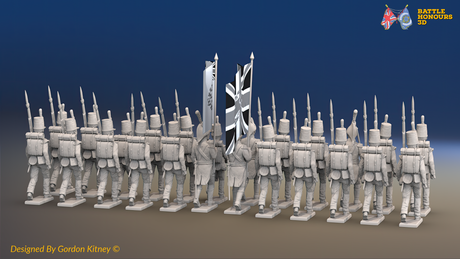 Napoleonic British Line Infantry Battalion March Attack - Shako - 24 figures, rear view