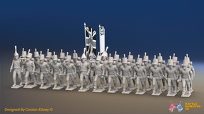 Napoleonic British Light Infantry Battalion Treble Time - Stovepipe Shako - 24 figures, front view