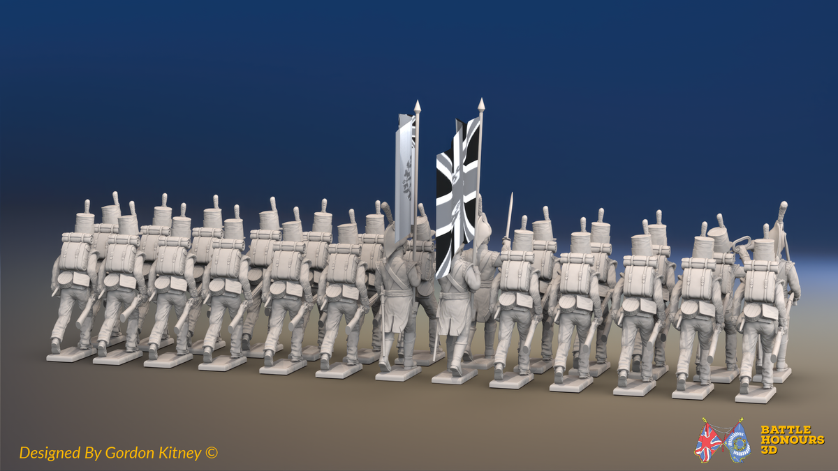 Napoleonic British Light Infantry Battalion Treble Time - Stovepipe Shako - 24 figures, rear view