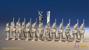 Napoleonic British Infantry Battalion - Belgic Shakos, Advancing - 24 figures, front view