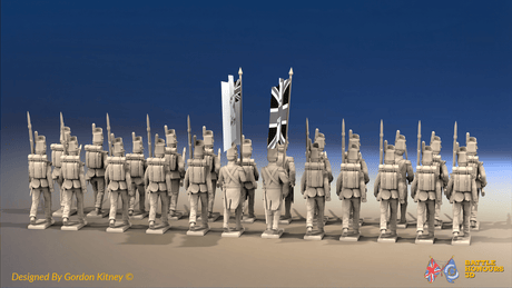 Napoleonic British Infantry Battalion - Belgic Shakos, Advancing - 24 figures, rear view