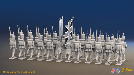 Napoleonic British Light Infantry Battalion March Attack - 24 figures, rear view