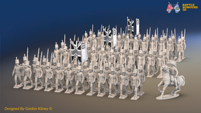 Napoleonic British Light Infantry Brigade March Attack - 72 infantry and mounted commander, front view