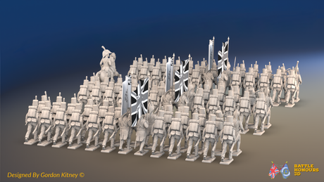 Napoleonic British Light Infantry Brigade Treble Time - 72 infantry and mounted commander, rear view
