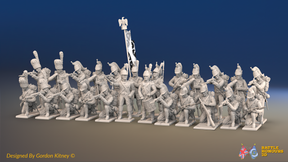 Napoleonic French Foot Dragoons Battalion Firing Line - Bearskin - 24 figures, front view