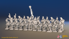Napoleonic French Foot Dragoons Battalion Firing Line - Bearskin, Gaiters - 24 figures, front view