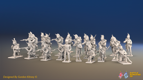 Napoleonic French Foot Dragoons Battalion Skirmishing - Plumed Helmet, Gaiters - 24 figures, front view