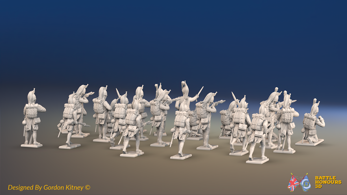 Napoleonic French Foot Dragoons Battalion Skirmishing - Plumed Helmet, Gaiters - 24 figures, rear view