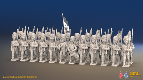 Napoleonic French Grenadiers Bearskin Battalion March Attack - Jacket - 24 figures, front view