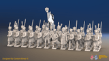 Napoleonic French Battalion - Shakos, Greatcoats and Bearskin Command - 24 figures, front view