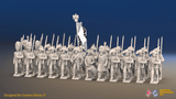 Napoleonic French Battalion - Bicornes, Bearskins and Jackets - 24 figures, front view