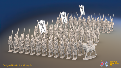 Napoleonic Spanish Cazadores Regiment March Attack - Sandals - 72 infantry and mounted commander, front view