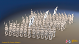 Napoleonic Spanish Line Infantry Regiment March Attack - No Backpacks - 72 infantry and mounted commander, rear view