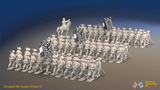 ACW Confederate Infantry Brigade Advancing - 72 infantry and mounted commander, rear view