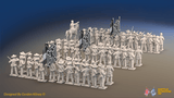 ACW Confederate Infantry Brigade Firing Line - 72 infantry and mounted commander, rear view