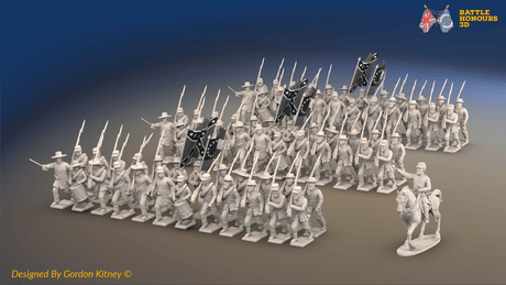 ACW Confederate Infantry Brigade at March Attack - 72 infantry and mounted commander, front view