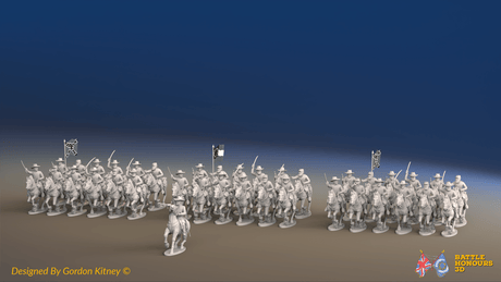 ACW Confederate Cavalry Brigade - Galloping - 37 mounted figures, front view