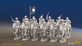 ACW Confederate Cavalry Regiment - Galloping - 12 mounted figures, front view