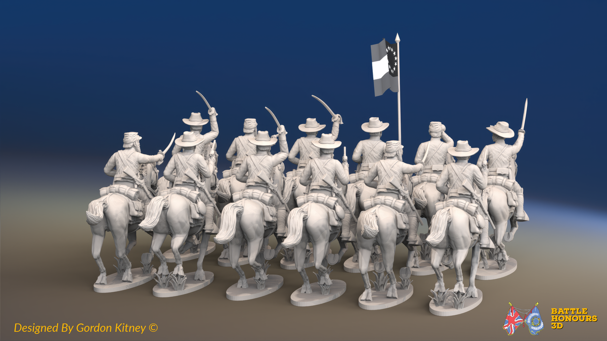 ACW Confederate Cavalry Regiment - Galloping - 12 mounted figures, rear view