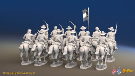 ACW Confederate Cavalry Regiment - Galloping - 12 mounted figures, rear view