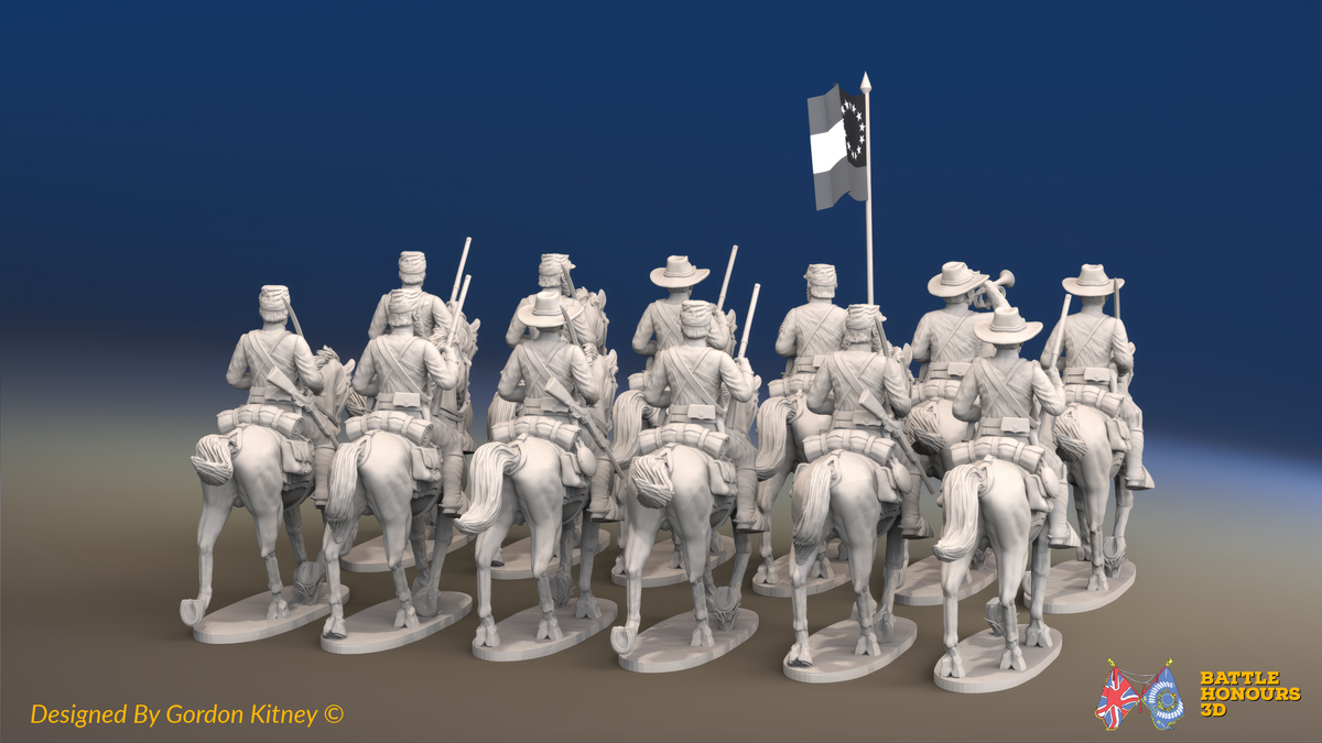 ACW Confederate Cavalry Regiment - Trotting - 12 mounted figures, rear view