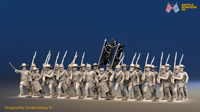 ACW Confederate Infantry Battalion at Right Shoulder Shift - 24 Figures, front view