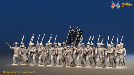 ACW Confederate Infantry Battalion at Right Shoulder Shift - 24 Figures, front view