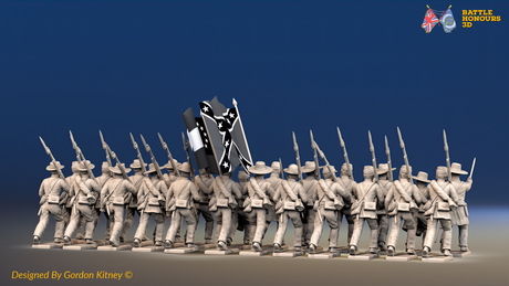 ACW Confederate Infantry Battalion at Right Shoulder Shift - 24 Figures, rear view