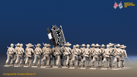 ACW Confederate Infantry Battalion Advancing - 24 Figures, rear view