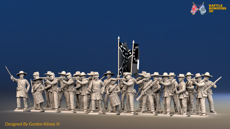 ACW Confederate Infantry Battalion Firing Line - 24 Figures, front view