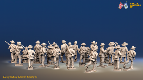 ACW Confederate Infantry Battalion Skirmishing - 24 Figures, rear view