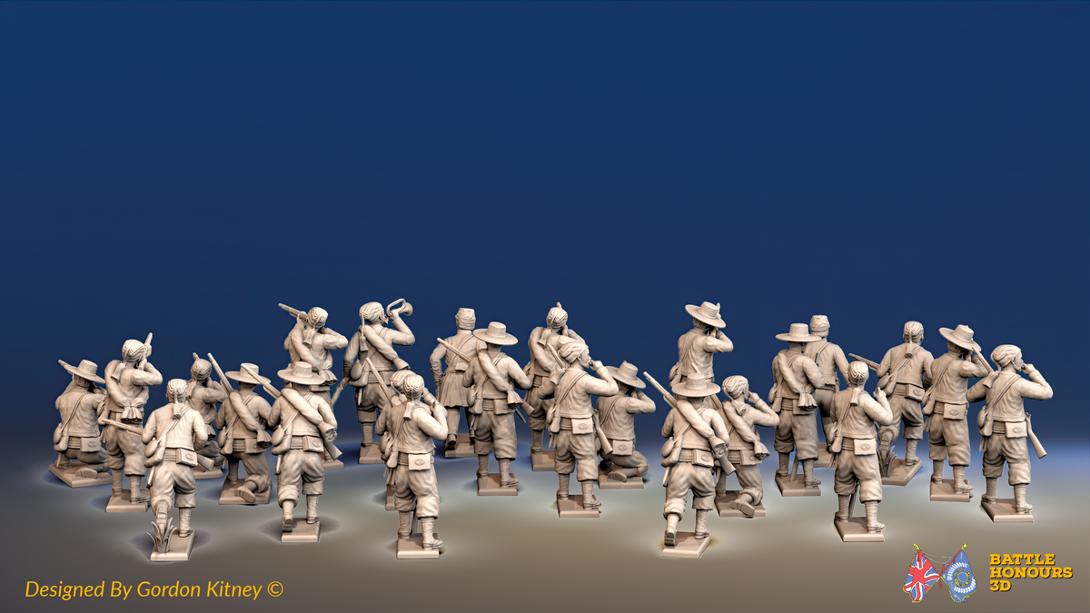 ACW Confederate Zouave Battalion Skirmishing - 24 Figures, rear view