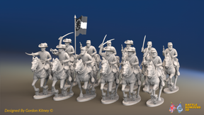 ACW Confederate Virginia Cavalry Regiment - Galloping - 12 mounted figures, front view