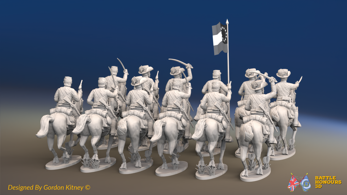 ACW Confederate Virginia Cavalry Regiment - Galloping - 12 mounted figures, rear view